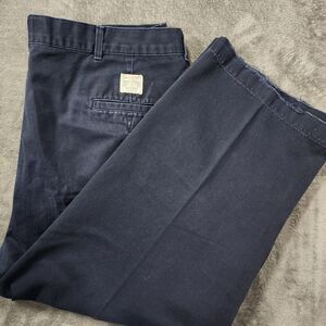 VTG Polo Ralph Lauren Mens 40x30 Navy Blue Pleated Andrew Pant Cotton Chino 90s